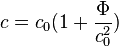 c = c_0 (1 + frac{Phi}{c_0^2})