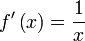 f'left(xright) = frac{1}{x}