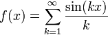 f(x) = sum_{k=1}^infty frac{sin(kx)}{k}